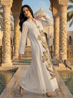 Nouvelle Abaya en Polyester pour Femmes Musulmanes, Robe Brodée Ethnique avec Broderies Industrielles