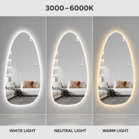 Miroir mural décoratif LED moderne sans cadre, à intensité variable, pour la maison, miroir de salle de bain LED