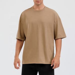 300GSM Oversized Loose Heavy Weight Cotton Man Tshirts Solid Color Drop Shoulder Short Sleeve T-shirt Men for Summer - Product Image 2