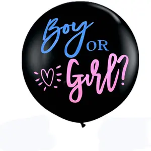 男の子または女の子のためのピンクとブルーの紙吹雪パックが付いた赤ちゃんの性別披露バルーン大きな黒い風船ベビーシャワーの性別披露パーティー