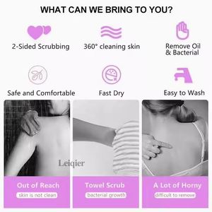 Custom Logo Double-sided Silicone Waterproof Shower <b>Towel</b> & Exfoliating Scrubber with Long Belt for Body Skin Cleaning - Product Image 4