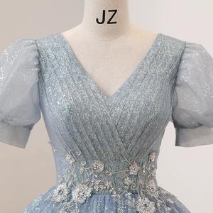 Vestidos de noche de encaje brillante para mujer, elegantes vestidos de fiesta formales con cuello en V, manga corta, falda de graduación XS antiestática - Product Image 3