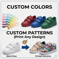 Prix d'usine, logo personnalisé, plateforme, dessus en microfibre, semelle en caoutchouc souple, double velcro, baskets tendance pour garçons et enfants