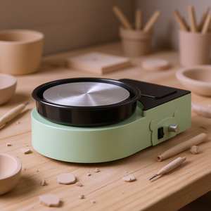 Mini rueda de arcilla eléctrica verde de 6 pulgadas para manualidades de cerámica, niños y adultos, modelo moderno de plástico D0100X3G4K8 - Product Image 2