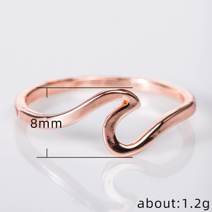 Anello in lega placcato argento con onda semplice, vendita calda su AliExpress e Wish, gioielli all'ingrosso transfrontalieri - Product Image 5