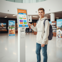 WUXIN - Fabricante de Kioscos con Sistema de Gestión de Colas con Pantalla Táctil, Kiosco de Autoservicio de 21/24 Pulgadas, Terminal de Gestión de Colas para Cantinas con Impresora de Tickets