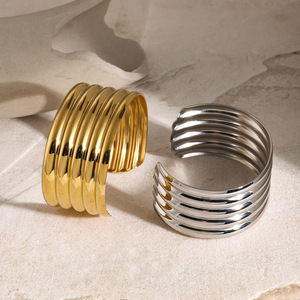 Bracelet en acier inoxydable à plusieurs couches, design géométrique, bijoux unisexes, bracelet tendance - Product Image 2