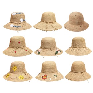 Sombrero de Pescador de Rafia para Mujer, Tejido a Mano, de Ala Ancha, para Playa y Protección Solar al Aire Libre - Product Image 2