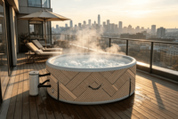 Baignoire Spa Gonflable Extérieure Grande Taille avec Technologie Drop Stitch