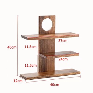 Wooden Multi Tier Display <b>Shelf</b> 40x12x40cm For Tea Set And Plant Storage <b>Desktop</b> Organizer - Product Image 4
