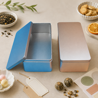 Boîte cadeau en métal étamé recyclable avec couvercle à charnière pour emballage de thé, noix, cosmétiques, logo personnalisé imprimé, vente en gros OEM, usine