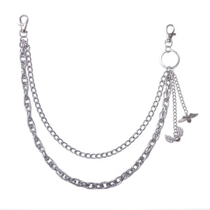 Chaîne de pantalon double couche Yueli, pendentif ailes en alliage de zinc, chaîne de taille, accessoire de mode Hip Hop, usage quotidien - Product Image 5