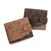Dompet kulit pria ramping, dompet pendek bisnis warna coklat klasik, dompet kulit PU sebagai hadiah