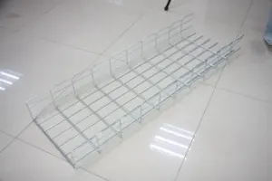 Cesta de red de alambre galvanizado, bandeja de gestión de cables