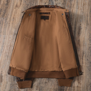 Chaqueta de bombardero de cuero de <span class=keywords><strong>Aviador</strong></span> A2 americana desgastada Vintage para hombre con cremallera frontal ecológica con acabado genuino - Product Image 3
