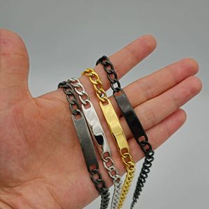 Bracciale Personalizzabile con Targhetta ID in Acciaio Inox Placcato Oro 18K per Uomo e Donna, Bracciale a Catena Cubana con Incisione Personalizzata - Product Image 2