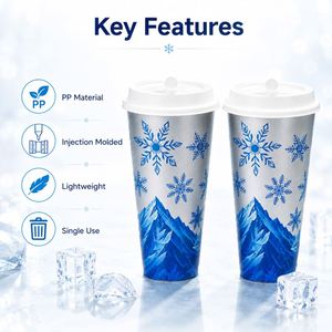 Gobelet en plastique PP épais de 24 oz (90 mm de diamètre) avec autocollant personnalisé qui change de couleur à l'exposition au chaud/froid, idéal pour les fêtes et les boissons au lait. - Product Image 2