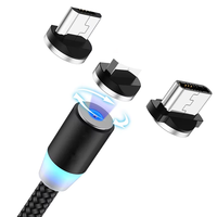 Câble de données magnétique à 360 degrés, câble de charge rapide 3 en 1 avec garantie de 12 mois pour Android pour connecteurs USB de type C