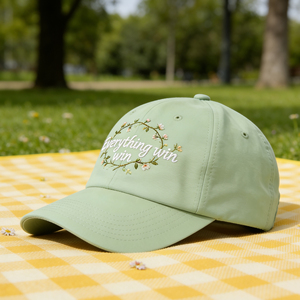 Casquette de baseball brodée de fleurs vert clair, réglable avec fermeture snapback, chapeau de soleil pour activités de plein air - Product Image 5