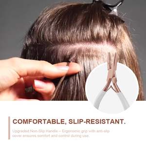 Pinzas Obexa de Acero Inoxidable para Instalar y Retirar Extensiones de Cabello, Mango Dorado Antideslizante, Herramienta para Microperlas y Extensiones de Trama - Product Image 4