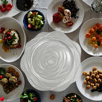 Assiettes de Présentation en Plastique Doré Rose 13'' Élégantes à Bords Fermés pour Mariages et Fêtes, Incassables, pour Décoration de Table