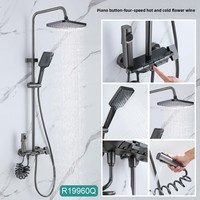 YOTO pommeau de douche tout cuivre ménage moderne ensemble de douche complet tout usage doux carré brossé salle de bain augmentant la pression