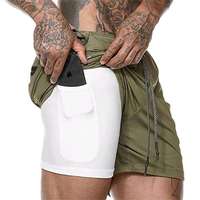 Shorts de sport pour homme avec logo personnalisé, shorts de course 2 en 1, shorts en polyester personnalisés avec poches en mesh