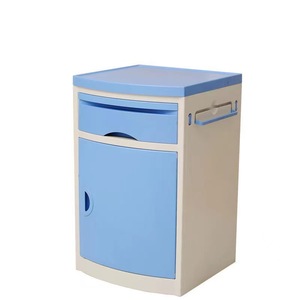 Hospital Cabinet ABS Material Blue Wood Grain 740mm Height Medical <b>Bedside</b> <b>Table</b> For Hospital Use - Product Image 3