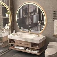 Miroir de salle de bain rond LED moderne éclairé avec écran tactile, indice de protection IP65, pour salon et appartement