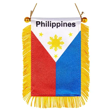 फिलीपीन फिलीपींस खिड़की फांसी झंडा फिलिपिनो छोटे मिनी कार सक्शन कप के साथ बैनर रियरव्यू मिरर
