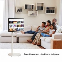 Pantalla Inteligente Móvil de 27/32 Pulgadas, Pantalla Táctil 4K UHD, Televisor Portátil con Ruedas, Batería Integrada, Android 11, Monitor Inalámbrico Giratorio