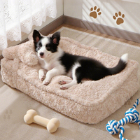 LZZ Fabricant Pelucheux Fourrure de Lapin Lavable Amovible Épais Coussin de Lit pour Chien avec Oreiller en Os