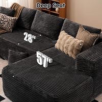 Ovios 104-Zoll Cloud Boneless L-förmiges Chaise-Sofa, modernes modulares Sektionssofa-Set, tiefe Sitzfläche, gepolstert, Plüsch-Cord, für das Wohnzimmer