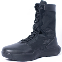 Bottes de travail tactiques légères mi-mollet avec fermeture éclair et lacets, doublure en maille respirante, résistantes aux chocs et antidérapantes