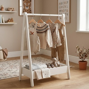 Armario <span class=keywords><strong>de</strong></span> Madera para Niños Pequeños, Independiente, Personalizado, para Exhibición <span class=keywords><strong>de</strong></span> Ropa, Almacenamiento <span class=keywords><strong>de</strong></span> Ropa para Bebés y Niños, Perchero - Product Image 2