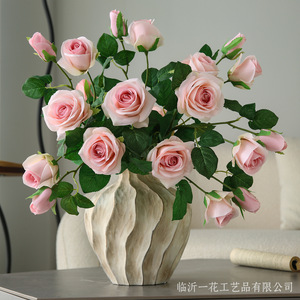 ดอกกุหลาบประดิษฐ์ ยี่ห้อ Yihua Floral Art สีขาว 3 หัว ทำจากผ้าไหม ตกแต่งบ้าน สไตล์นอร์ดิก ของประดับตกแต่งบนโต๊ะ - Product Image 2