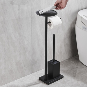 2024 nuevo soporte de papel higiénico Vertical de acero inoxidable soporte de papel higiénico antiadherente duradero para baño con bandeja - Product Image 4