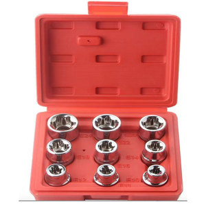9Pcs E Torx Socket Set Female Start Bit External Hex Torque E10-E24 Avec Case - Product Image 1
