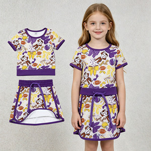 RTS Fashion University Team <b>Mascot</b> Bows Little Girls T-Shirt Skorts Skirt Shorts Liner Outfits Cheer Sister Kids Clothing Sets - Product Image 5