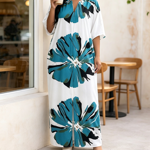 Abbigliamento Casual da Spiaggia e Vacanza per <span class=keywords><strong>Donna</strong></span> <span class=keywords><strong>Taglie</strong></span> Forti, Lunghezza Maxi, <span class=keywords><strong>Elegante</strong></span> e Lussuoso, Stampa Fantasia, 100% Cotone Traspirante - Vendita all'Ingrosso - Product Image 4