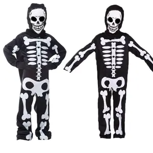Combinaison à capuche noire Halloween Cosplay Costume enfants <span class=keywords><strong>squelette</strong></span> blanc Halloween Costume effrayant - Product Image 1