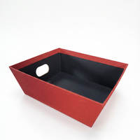 Organisateur de bureau en non-tissé rouge terre cuite avec intérieur noir et poignées ovales pour rangement professionnel au bureau