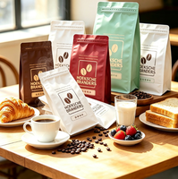 Sacs d'emballage en papier personnalisés écologiques, biodégradables, en kraft, pour café en grains, avec fermeture éclair