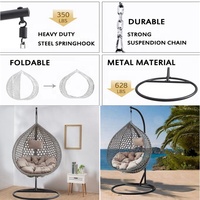 Meubles de maison, meubles de patio d'extérieur, meubles en osier, chaise suspendue en forme de nid d'oiseau, chaise suspendue en rotin ronde en forme d'œuf