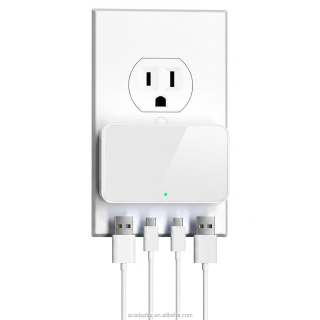 65W GaN PD Fast Charger 4-Port USB-A & Type-C Foldable US Plug Travel Adapter for Laptop/Camera EU/UK Plug White