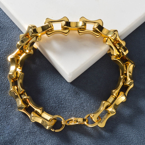 Bold Polished Gold Bone Chain Bracelet Minimalist Statement Fashion Jewelry for <b>Men</b> Women - Product Image 4