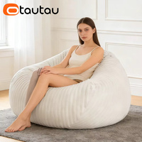 Housse de pouf moderne inclinable en fausse fourrure de lapin OTAUTAU pour l'hiver et Noël DD234 sans rembourrage inclus
