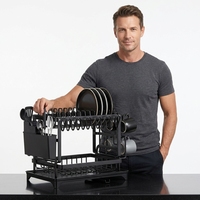 Égouttoir à vaisselle double couche en métal, multifonctionnel, pour comptoir de cuisine, support de drainage d'eau, design moderne et non pliable