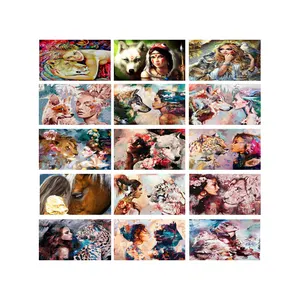 DIY Frameless Animal and Girl Oil Painting by Numbers Adults Colorful Paint by numbers Wall Art Picture for Living Room Home Dec