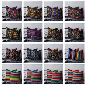 Decorazione d'arte messicana <span class=keywords><strong>disegno</strong></span> colorato fodera per <span class=keywords><strong>cuscino</strong></span> floreale con fiori cuscini decorativi per divano di casa - Product Image 5